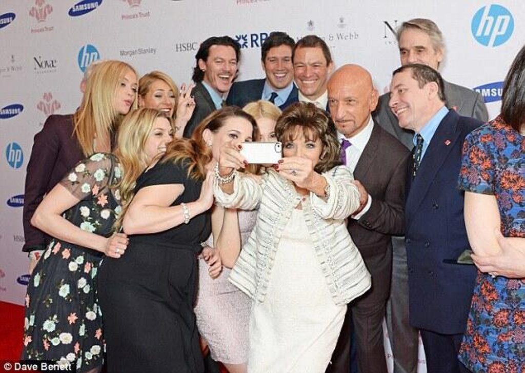 Joan Collins and friends at the Prince's Trust Awards. Image: Twitter. Joan Collins and friends at the Prince's Trust Awards. Image: Twitter.